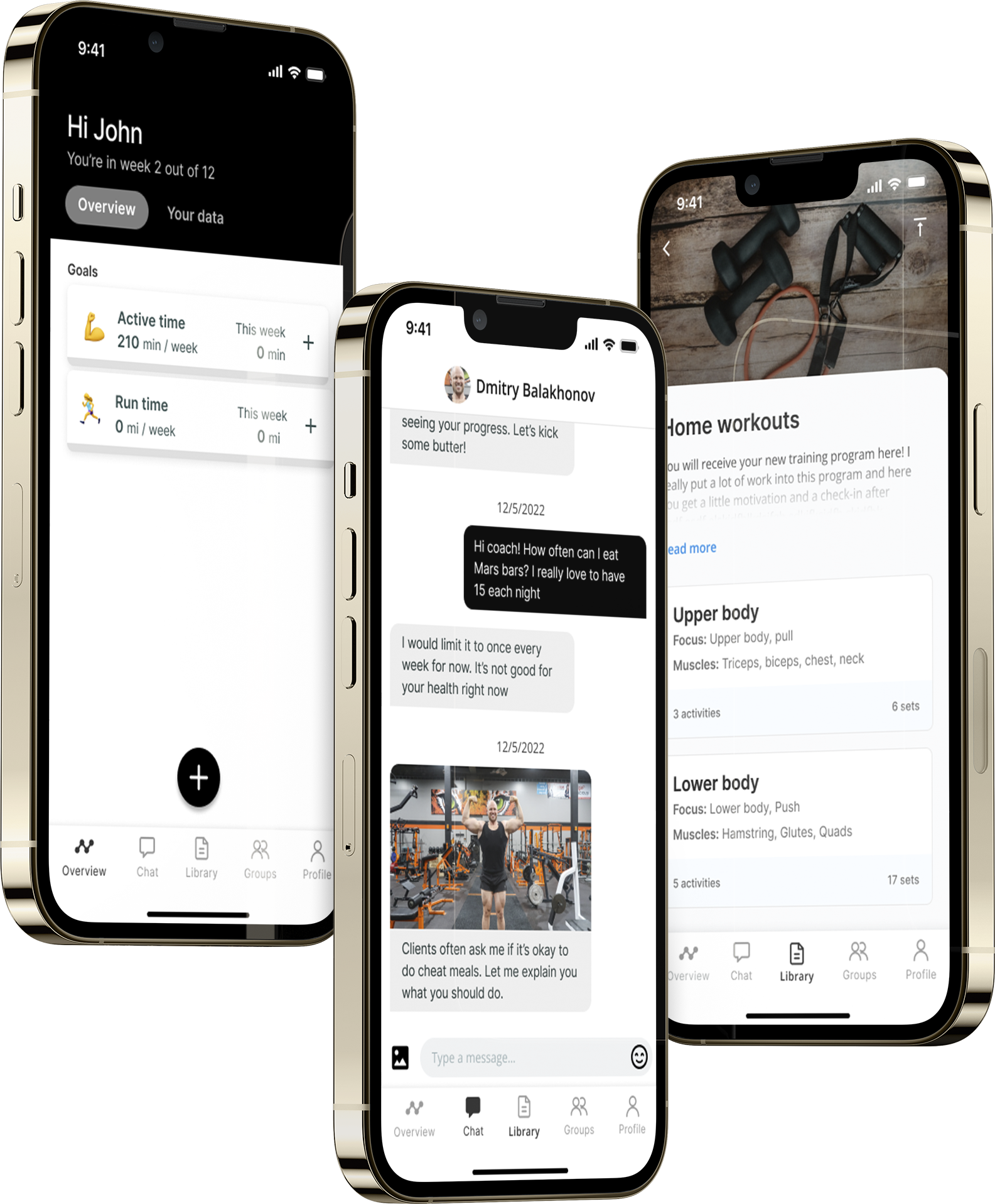 A mockup of the coaching app showcasing the features.